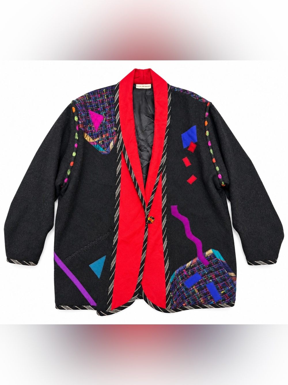 Vintage 80s Lynn Murray Wool Wearable Art Jacket Patchwork Avant Garde